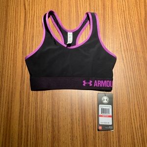 black and purple under armour sports bra
